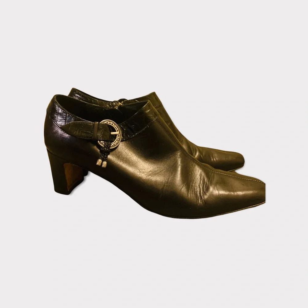 BRIGHTON Tucker Black Square Toe Booties - Picture 2 of 10